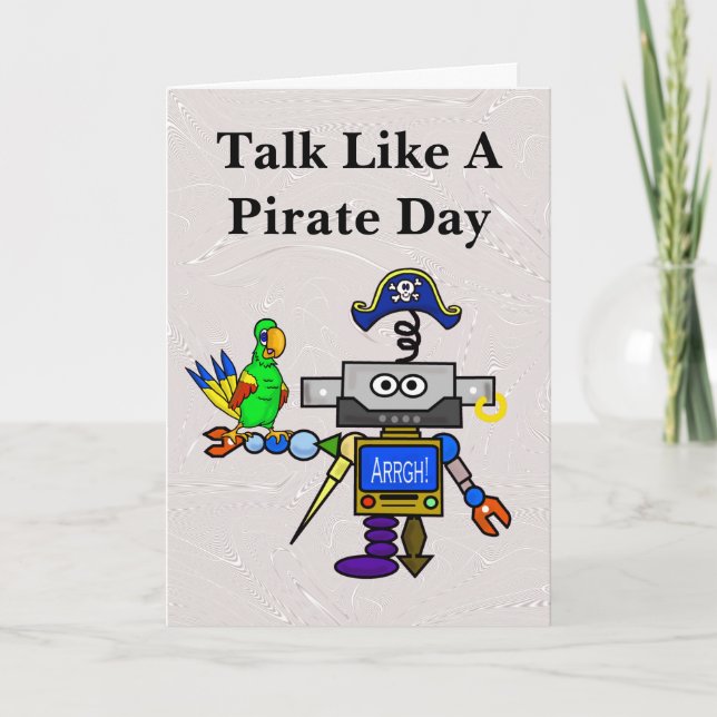 Robot Pirate Card Feiertagskarte (Vorderseite)