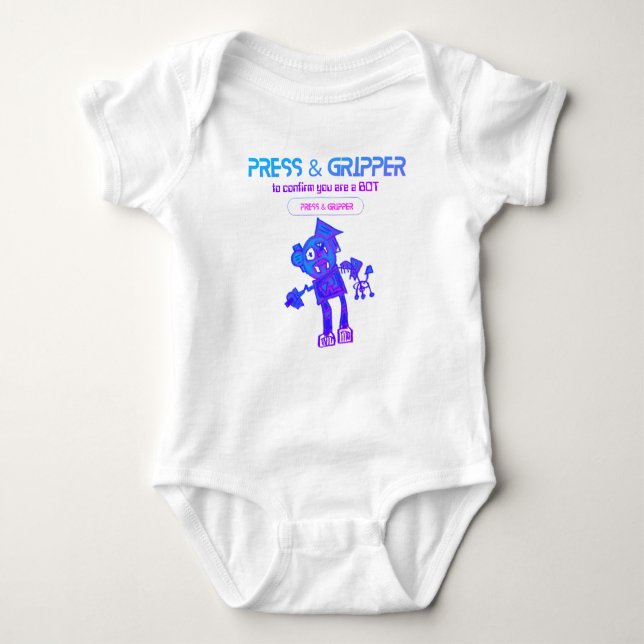 Robot Press & Gripper Baby Bodysuit Strampler (Vorderseite)