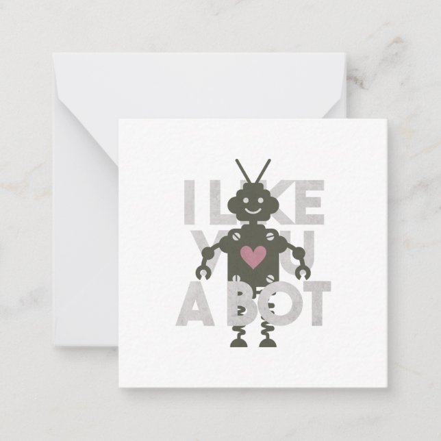 Robot Pun : Je t'aime une carte de note pour robot (Devant)