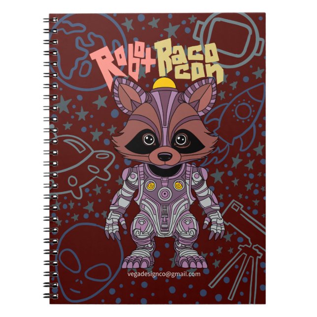 Robot Raccoon Spiral Notebook Notizblock (Vorderseite)