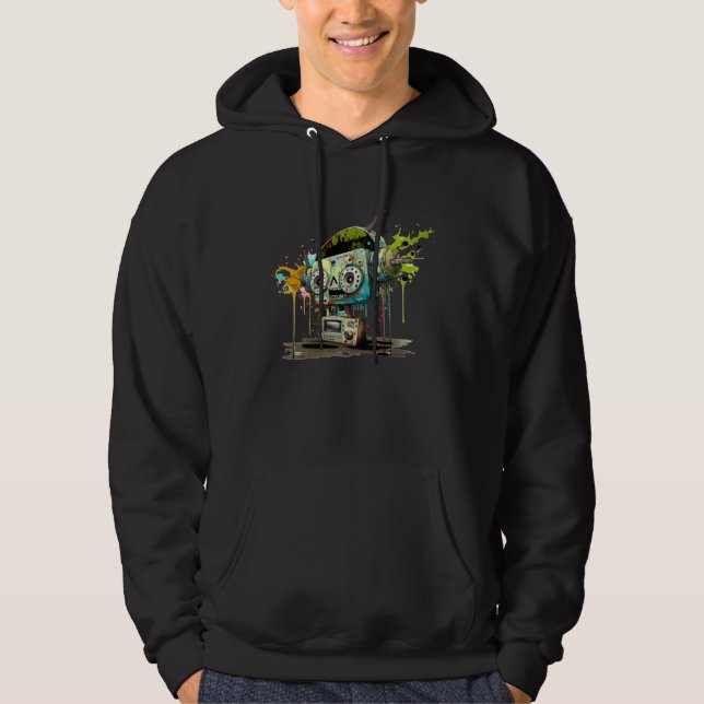 Robot Radio Head Splatter Hoodie (Vorderseite)