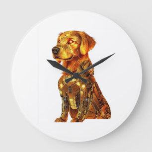 Robot Retriever � Futuristischer Mecha-Hund Große Wanduhr