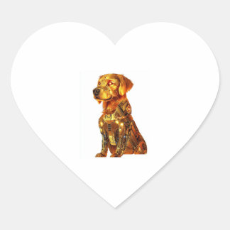 Robot Retriever - Futuristischer Mecha-Hund Herz-Aufkleber