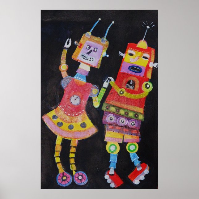 Robot Retro Vintager Pop Art Poster (Vorne)