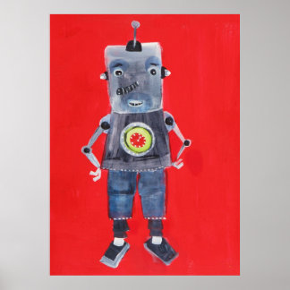 Robot Retro Vintager Pop Art Poster