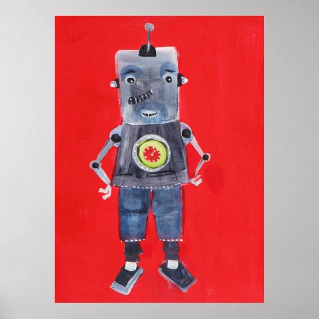 Robot Retro Vintager Pop Art Poster (Vorne)