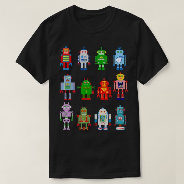 Robot Robotics Retro Team 12 Toy Fun Eng AI Nerd T-Shirt (Design vorne)