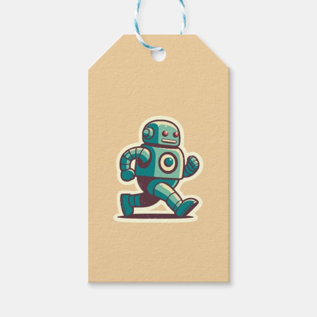 Robot Runner Geschenkanhänger (Vorderseite)