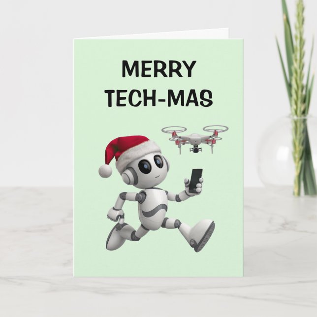 Robot Santa Christmas Feiertagskarte (Vorderseite)