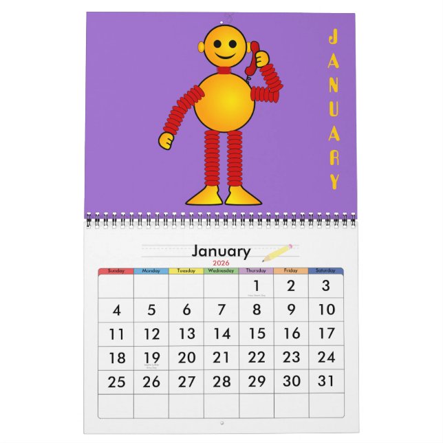 Robot sci-fi Cartoon Spaß Science Fiction Kalender (Jan 2026)