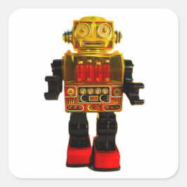 ROBOT-STICKER RETRO QUADRATISCHER AUFKLEBER