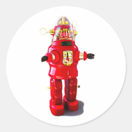 ROBOT-STICKER RETRO RUNDER AUFKLEBER