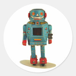 ROBOT-STICKER RETRO RUNDER AUFKLEBER