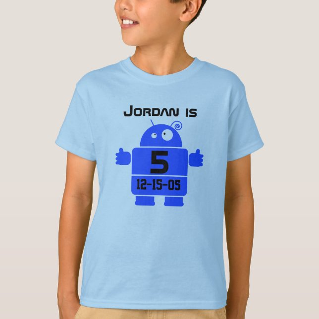 Robot T-shirt personnalisable 5e anniversaire (Devant)
