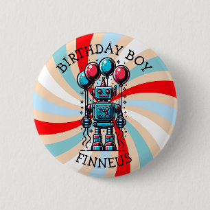 Robot Thema Jungen Alles Gute zum Geburtstag Junge Button