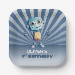 Robot Theme 1. Geburtstag Party Pappteller