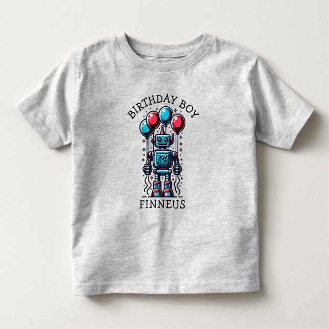 Robot Themed Birthday Boy Kleinkind T-shirt (Vorderseite)