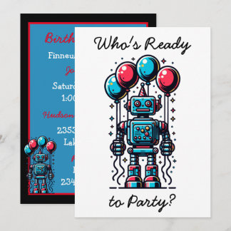 Robot Themed Boys Geburtstag Einladung