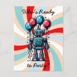 Robot Themed Boys Geburtstag Postkarte
