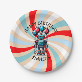 Robot Themed Boy's Happy Birthday Pappteller
