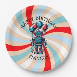Robot Themed Boy's Happy Birthday Pappteller