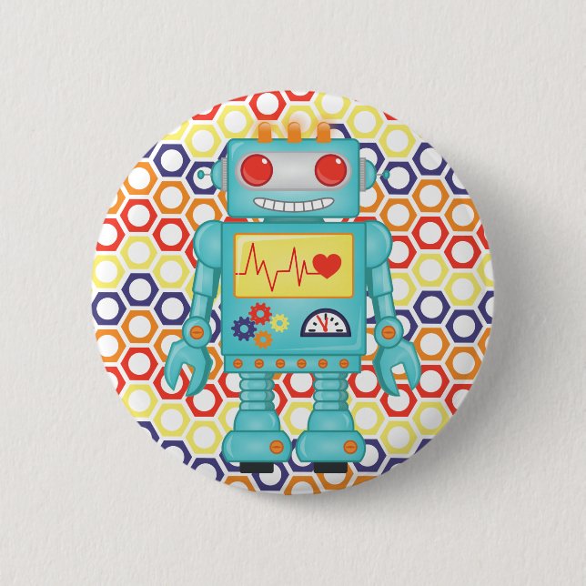Robot Themed Party Button (Vorderseite)