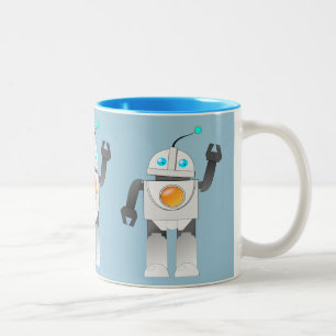 ROBOT TOUR IN BLAU HINTERGRUND ZWEIFARBIGE TASSE