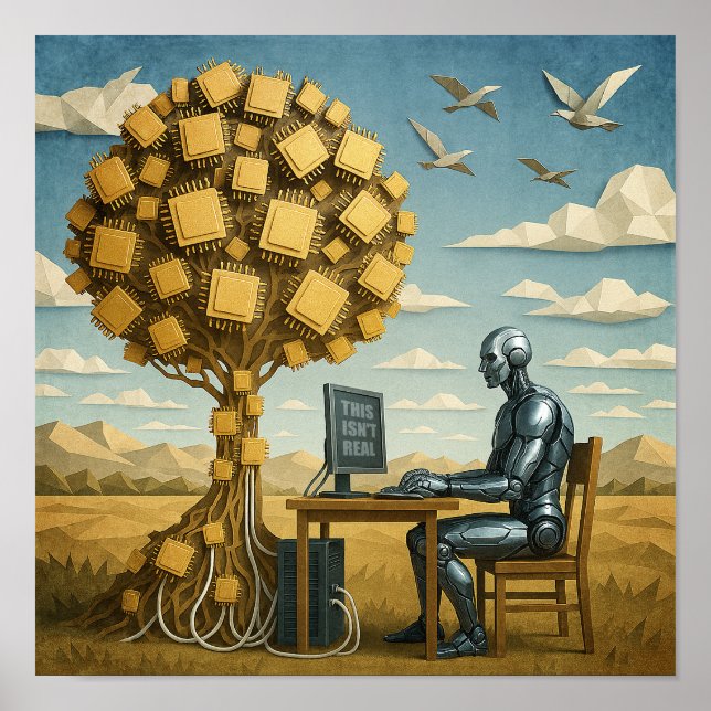 Robot Under Processor Tree Poster (Vorne)