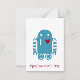Robot Valentine - Blau Mitteilungskarte