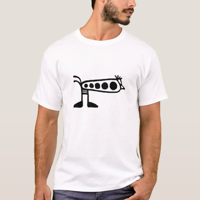 Robot-Vogel-Linearkunst zeichnend T-Shirt (Vorderseite)