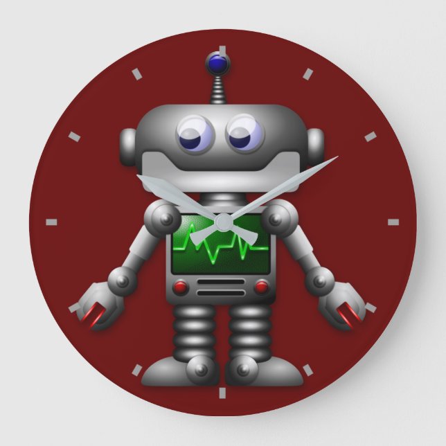 Robot Wall Clock Große Wanduhr (Vorderseite)