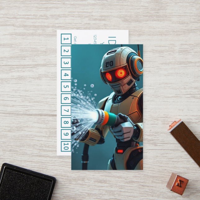 ROBOT WASH customer loyalty punch card Treuekarte (Vorderseite/Rückseite Beispiel)