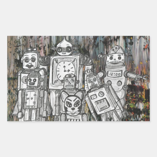 Roboter 11 rechteckiger aufkleber (Vorderseite)