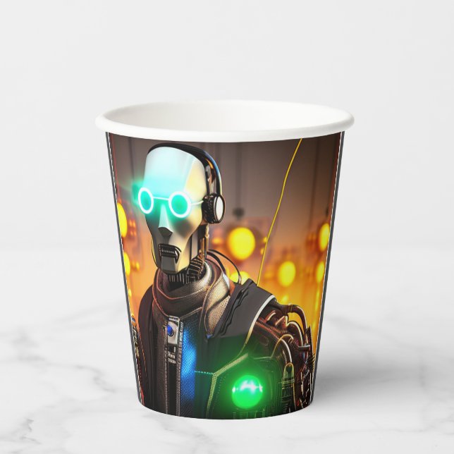 Roboter-2-Papierbecher Pappbecher (Vorderseite)