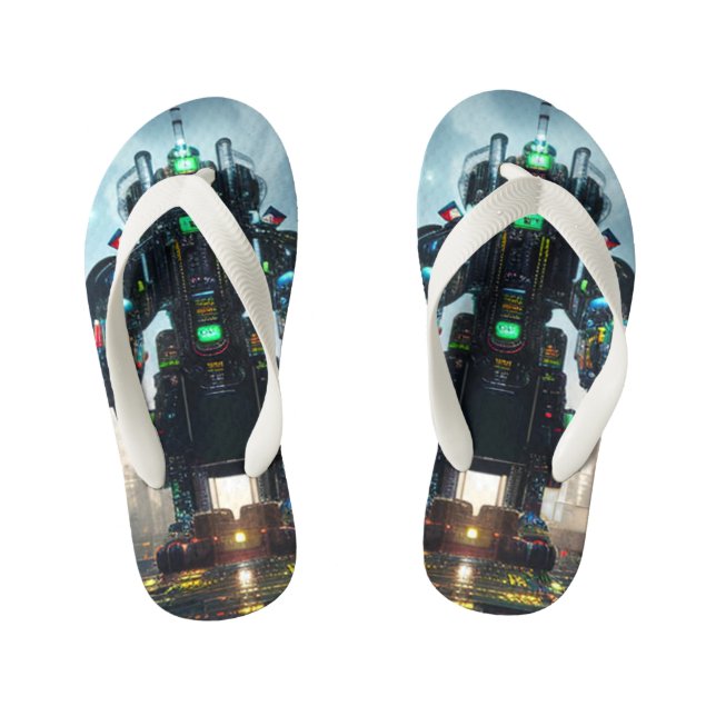Roboter-4-Kleinkind-Flip-Flops Kinderbadesandalen (Fußbett)