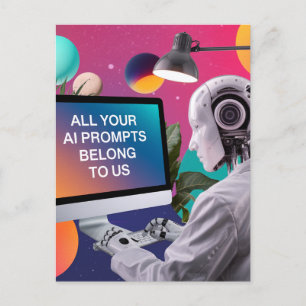 Roboter alle Ihre KI-Aufforderungen gehören uns Postkarte