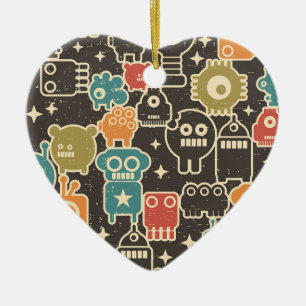 Roboter auf Braun Keramikornament