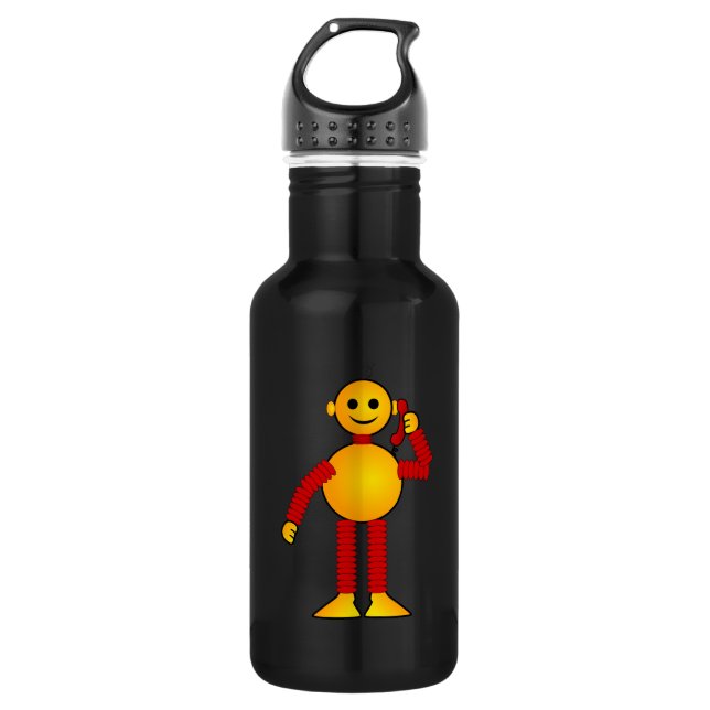 Roboter auf dem Telefon-Cartoon Trinkflasche (Vorderseite)