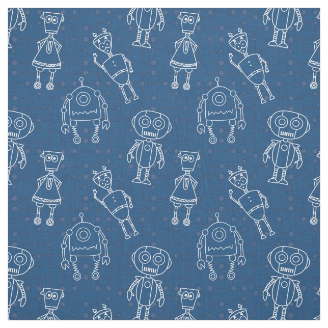 Roboter auf klassischem Blau Stoff (Muster)