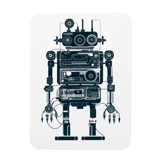 Roboter aus analogen Retro-Geräten Magnet (Vertikal)