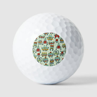 Roboter-Außerirdischen Vintage Musterdarstellung Golfball