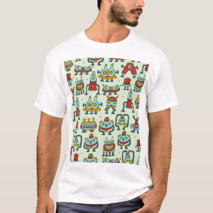 Roboter-Außerirdischen Vintage Musterdarstellung T-Shirt
