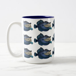 "Roboter-blaue" Fische mit Haltung Zweifarbige Tasse