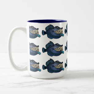 "Roboter-blaue" Fische mit Haltung Zweifarbige Tasse