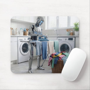 Roboter bügelt Kleidung Mousepad
