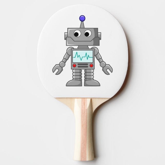 Roboter-Cartoon Tischtennis Schläger (Rückseite)