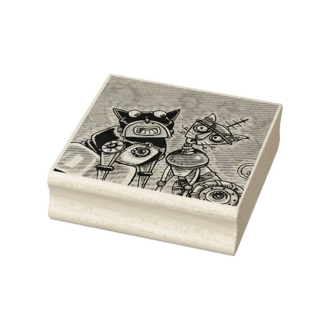 ROBOTER CAT UND HUNDE HABEN RUBBER-BRIEFMARKE GUMMISTEMPEL (Stempel)