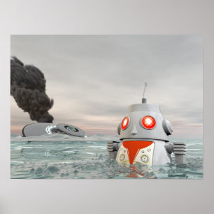 Roboter-Crash in Sea Poster