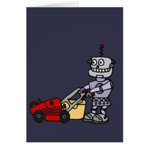 Roboter, der Rasenmäher drückt