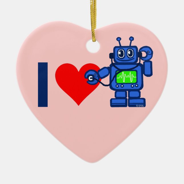 Roboter des Herzens I Keramik Ornament (Vorne)